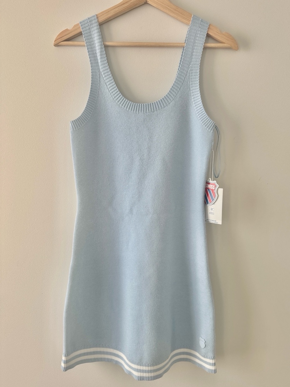 NWT K-Swiss Pale Blue Knit Tank Dress with Striped Hem 🎾 ⛳️